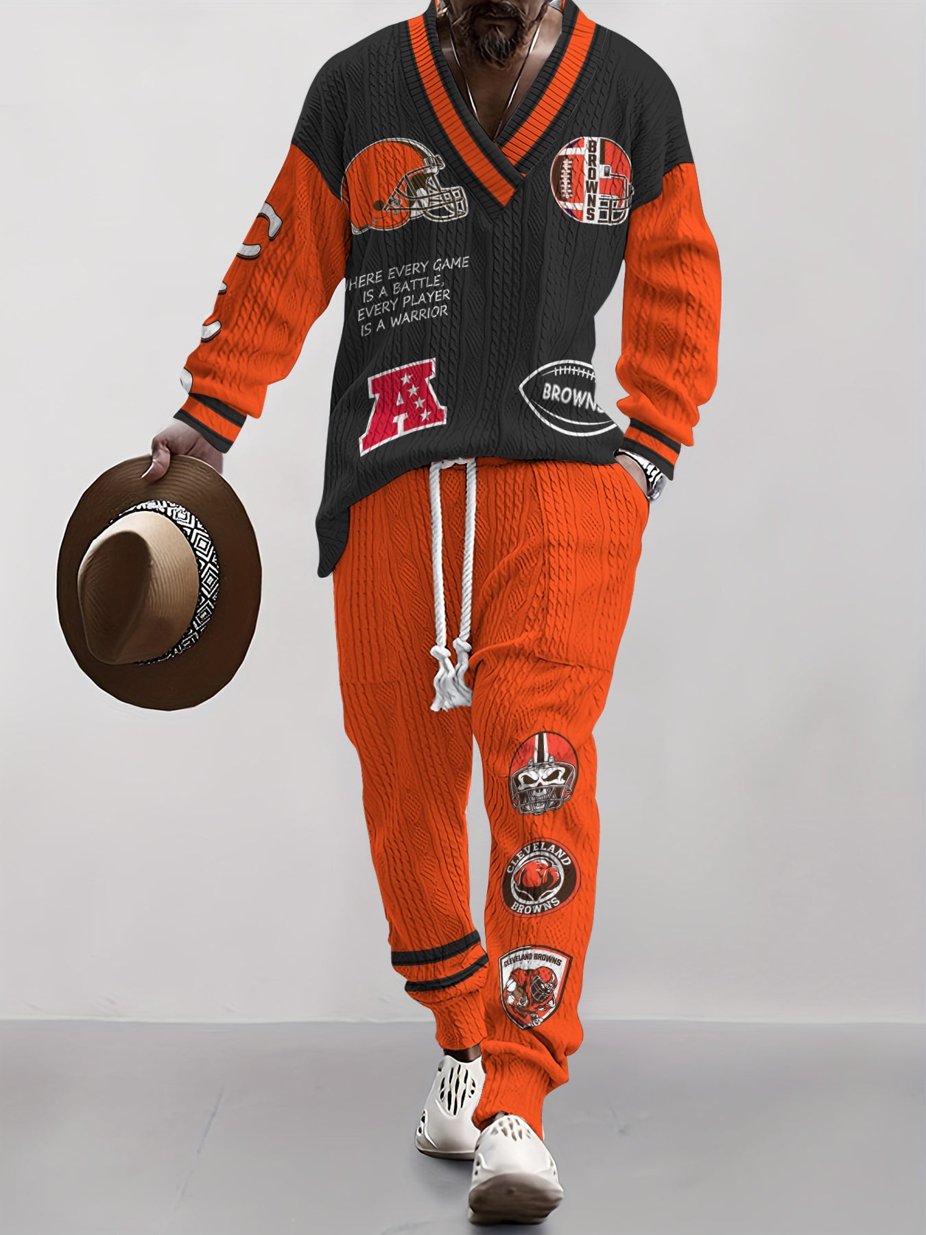 Cleveland Browns Classic All-Season Long Sleeve V-Neck Pullover Sweater