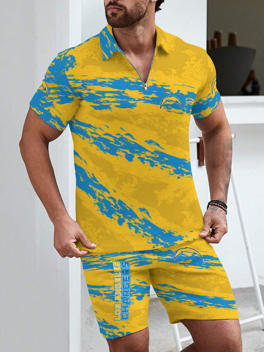 Los Angeles Chargers Limited Edition ZIP Polo Shirt And Shorts Two-Piece Suits