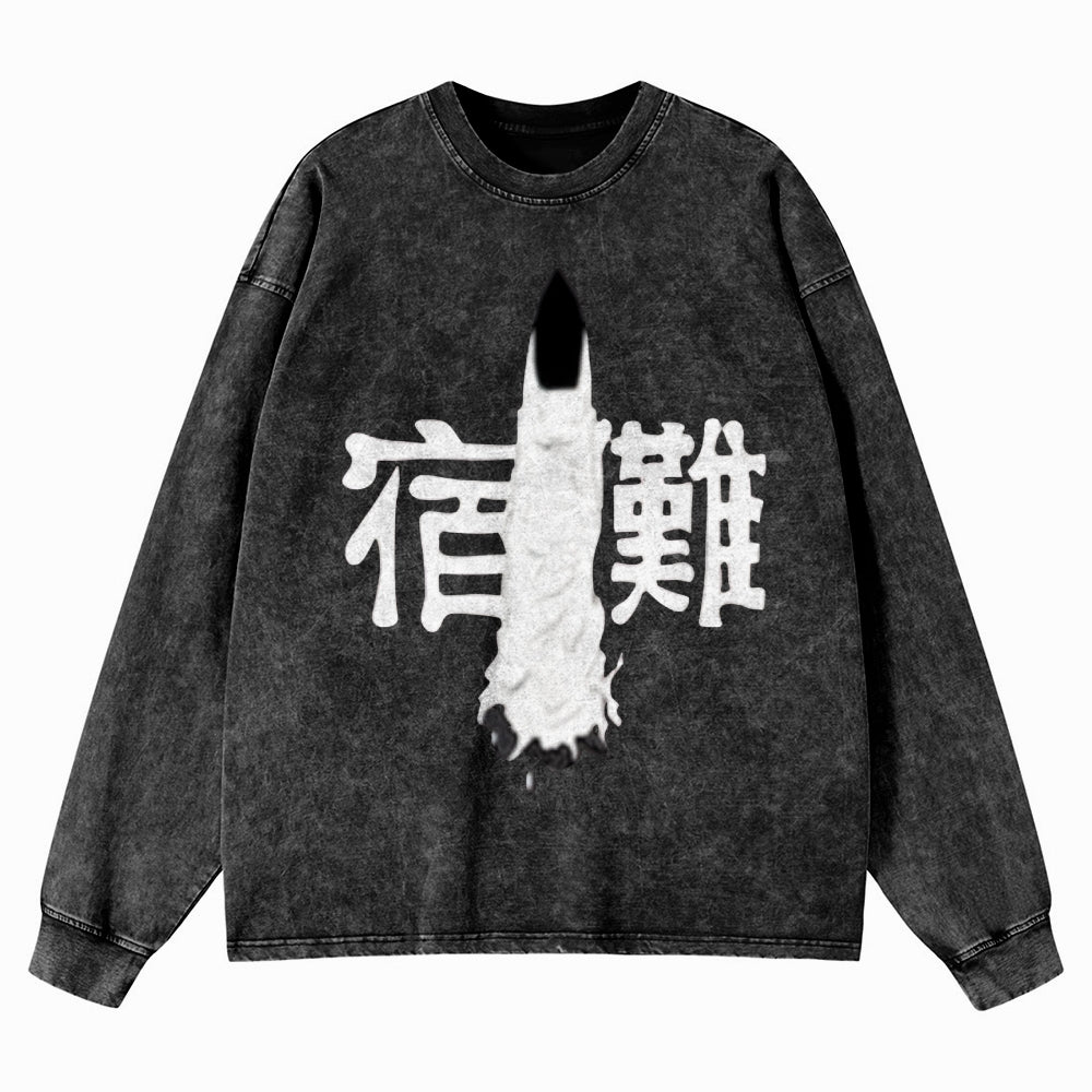 Unisex Crewneck Washed Sweatshirt Jujutsu Kaisen