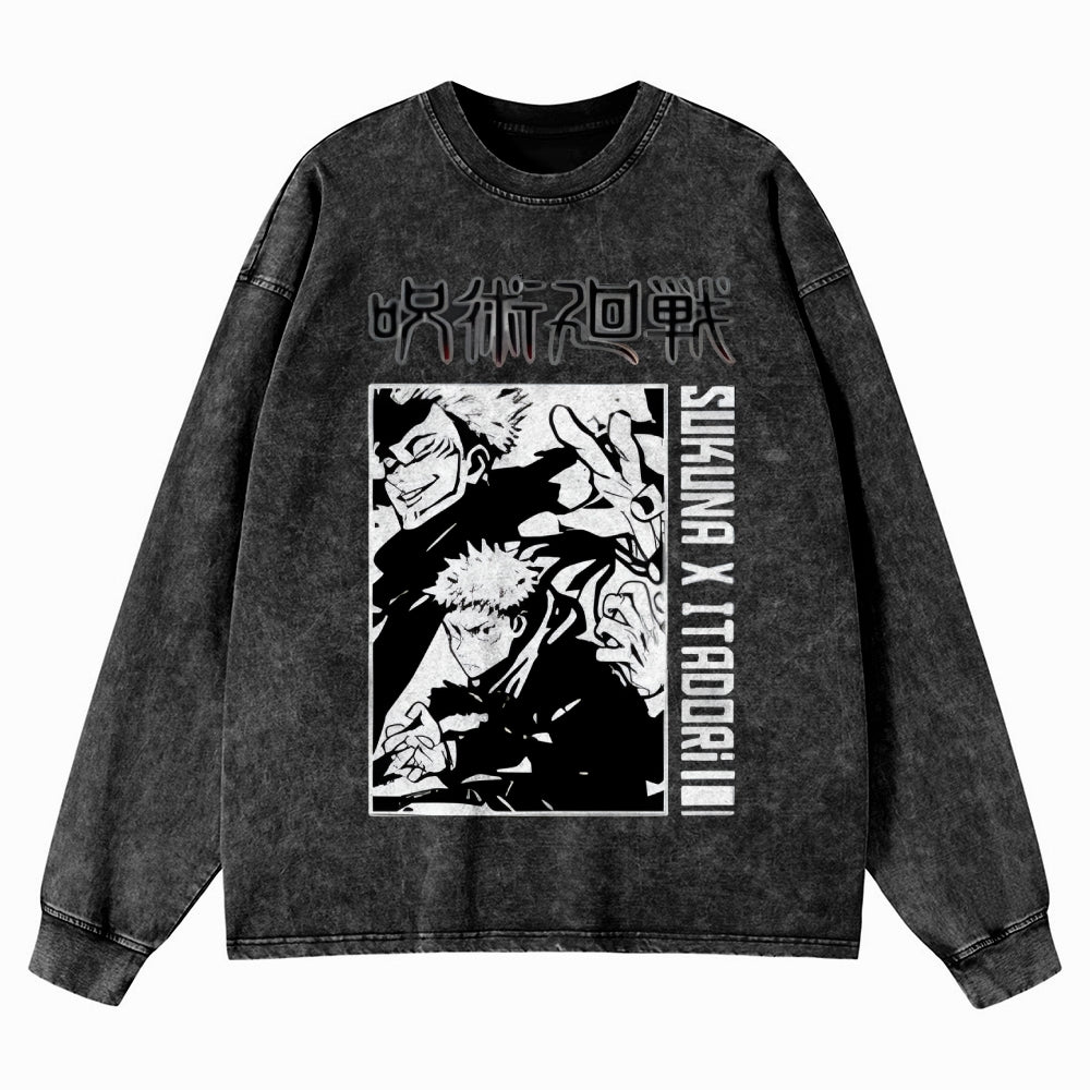Unisex Crewneck Washed Sweatshirt Jujutsu Kaisen