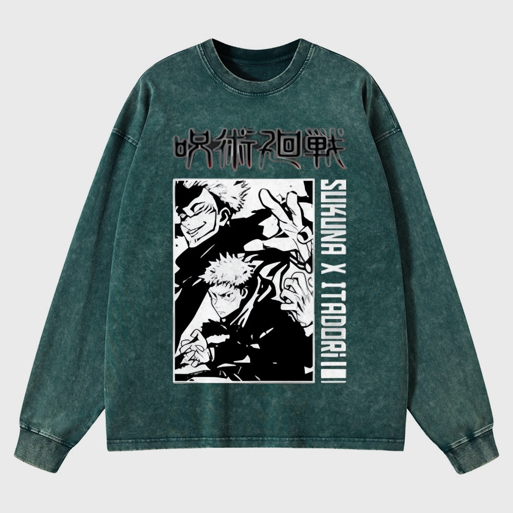 Unisex Crewneck Washed Sweatshirt Jujutsu Kaisen