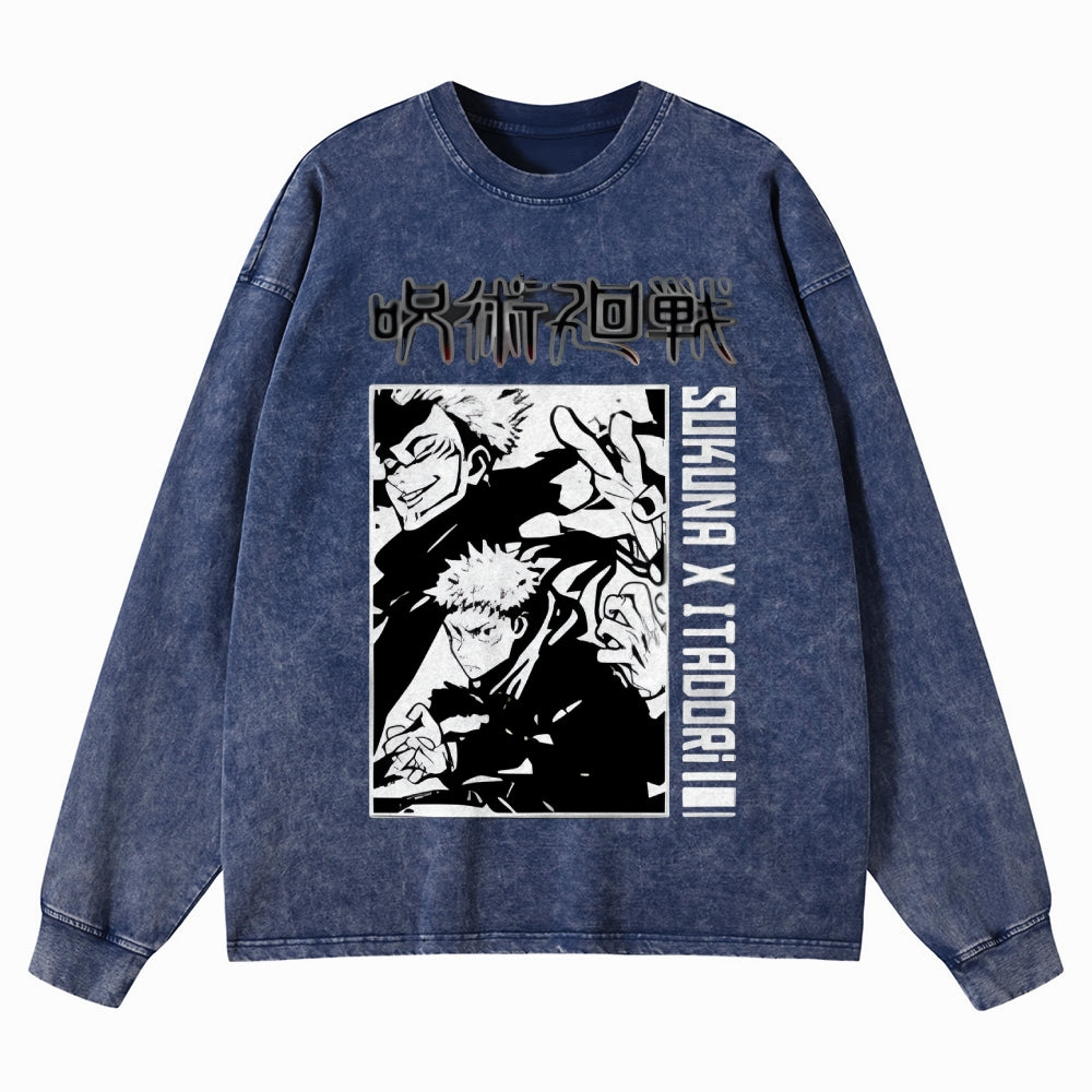 Unisex Crewneck Washed Sweatshirt Jujutsu Kaisen