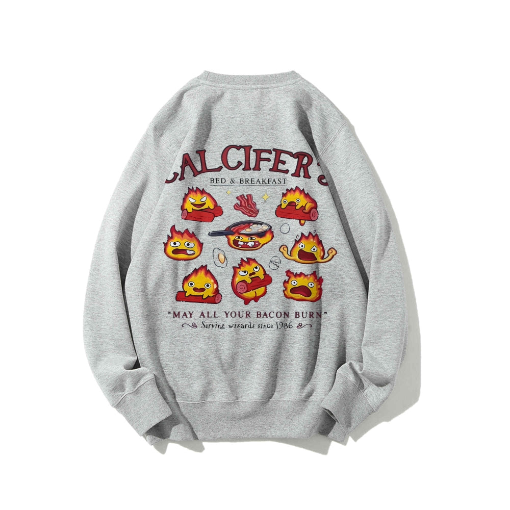 Casual Crewneck Sweatshirt Calcifer's Bed & Breakfast