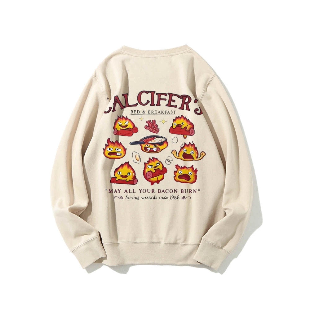 Casual Crewneck Sweatshirt Calcifer's Bed & Breakfast