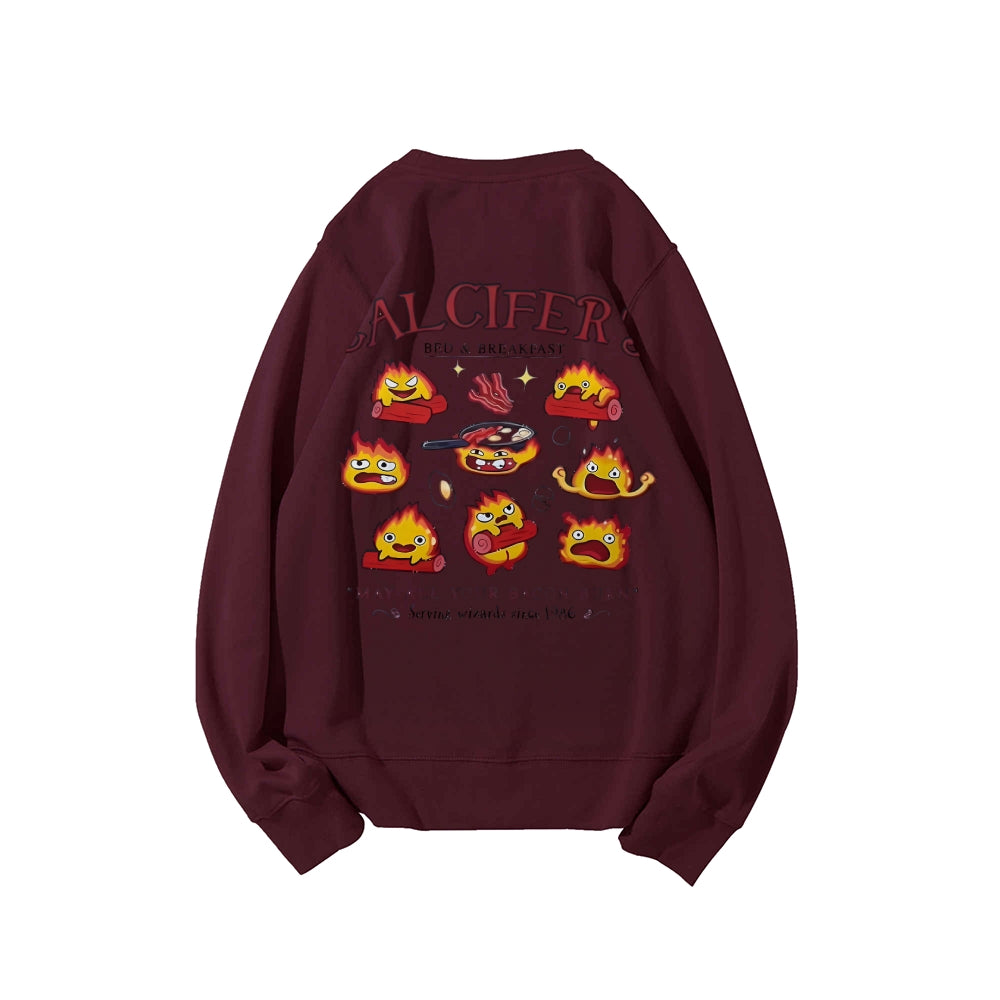 Casual Crewneck Sweatshirt Calcifer's Bed & Breakfast