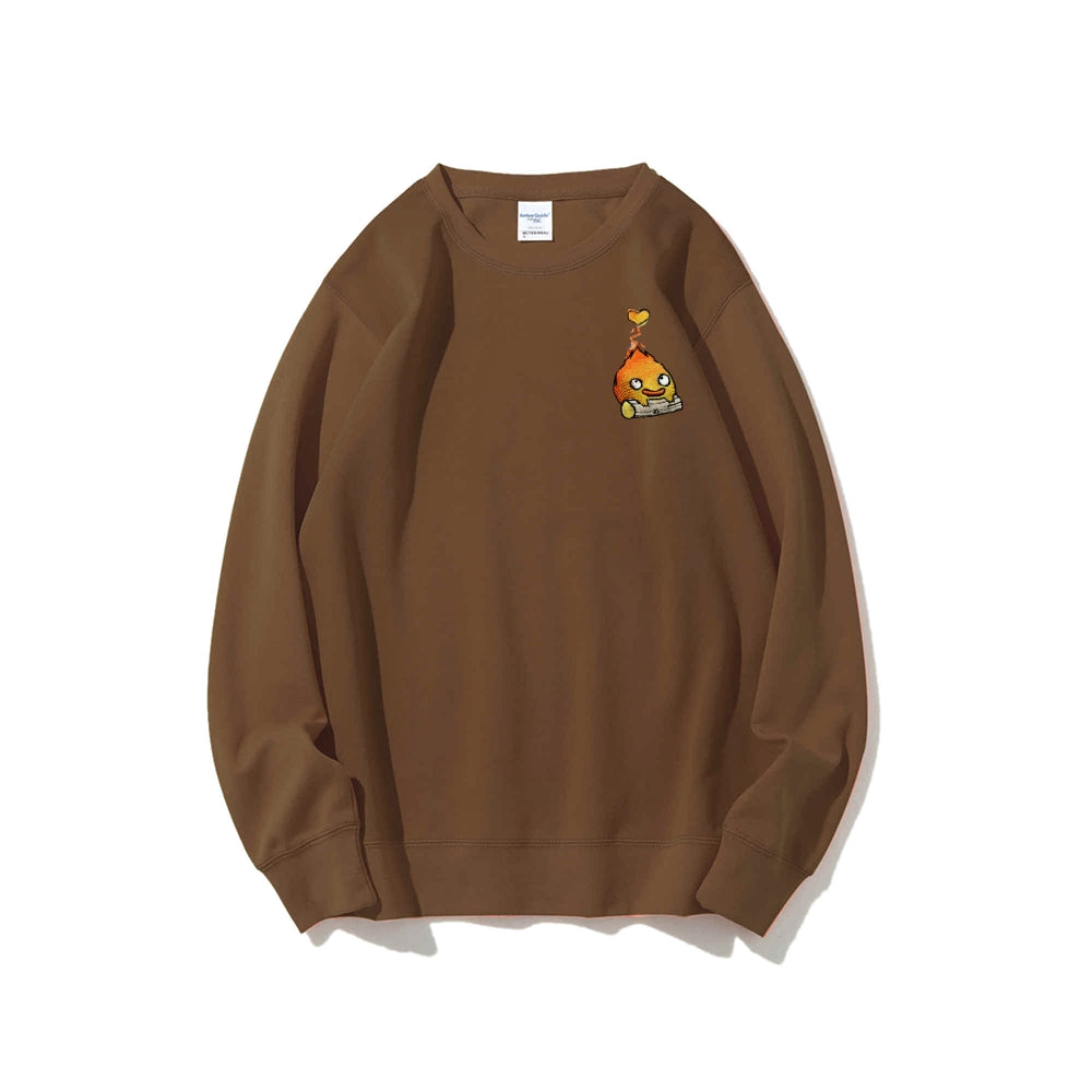 Howl's Moving Castle Embroidered Cotton Unisex Round Neck Anime Sweatshirt