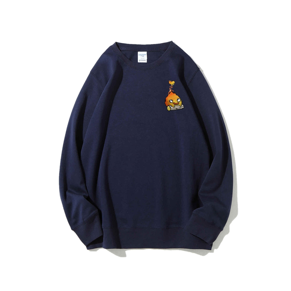 Howl's Moving Castle Embroidered Cotton Unisex Round Neck Anime Sweatshirt