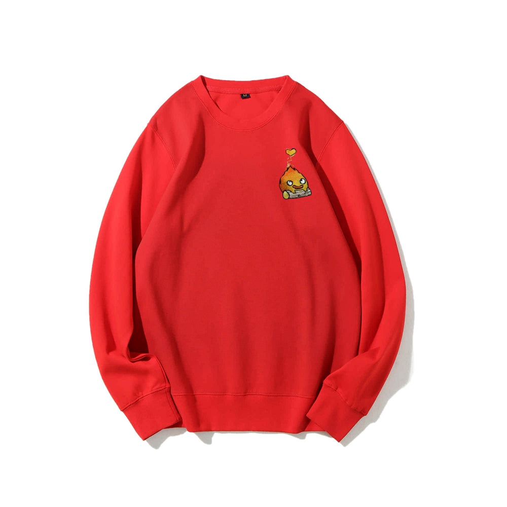 Howl's Moving Castle Embroidered Cotton Unisex Round Neck Anime Sweatshirt
