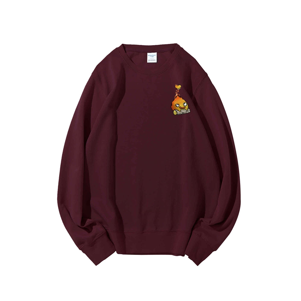 Howl's Moving Castle Embroidered Cotton Unisex Round Neck Anime Sweatshirt