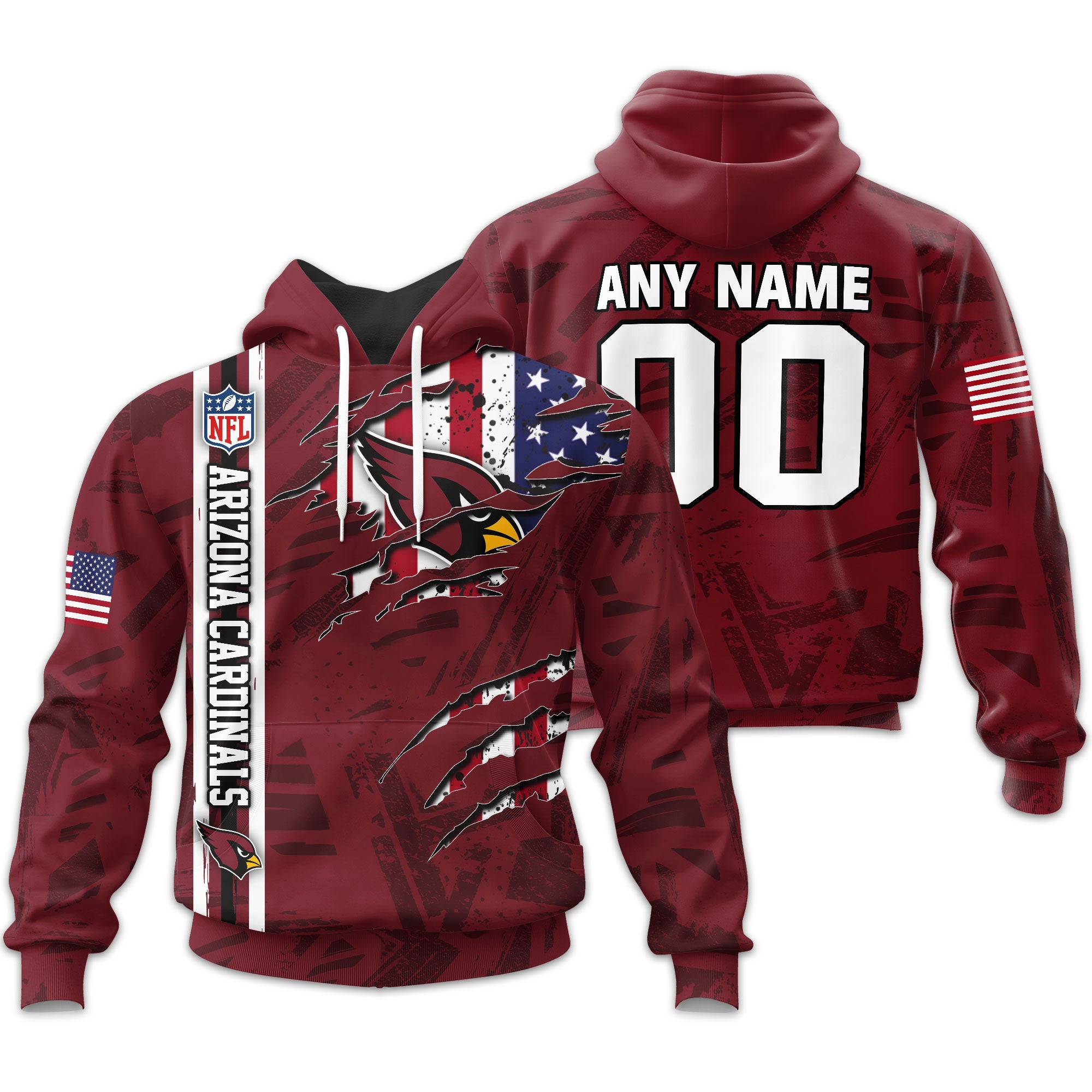 Arizona Cardinals | Personalized Hoodie Crack On Grunge