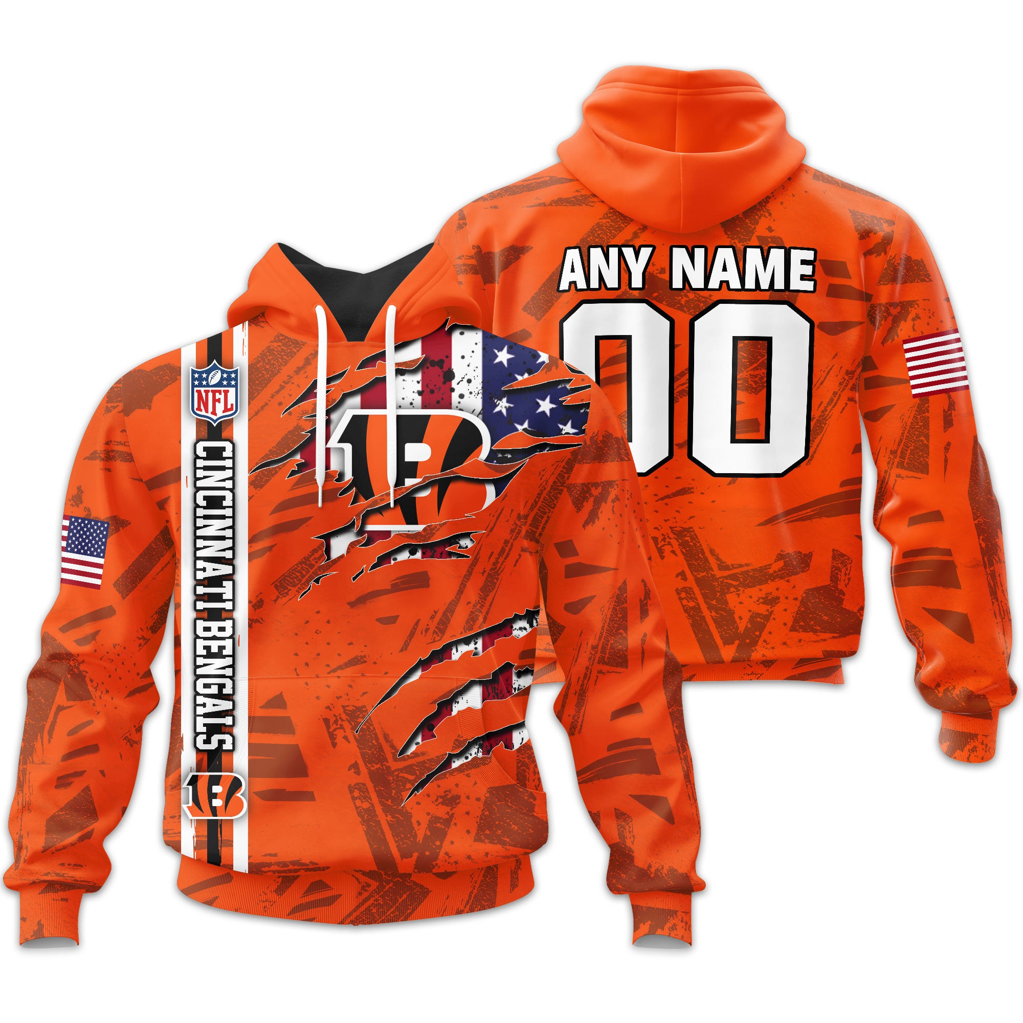 Cincinnati Bengals | Personalized Hoodie Crack On Grunge