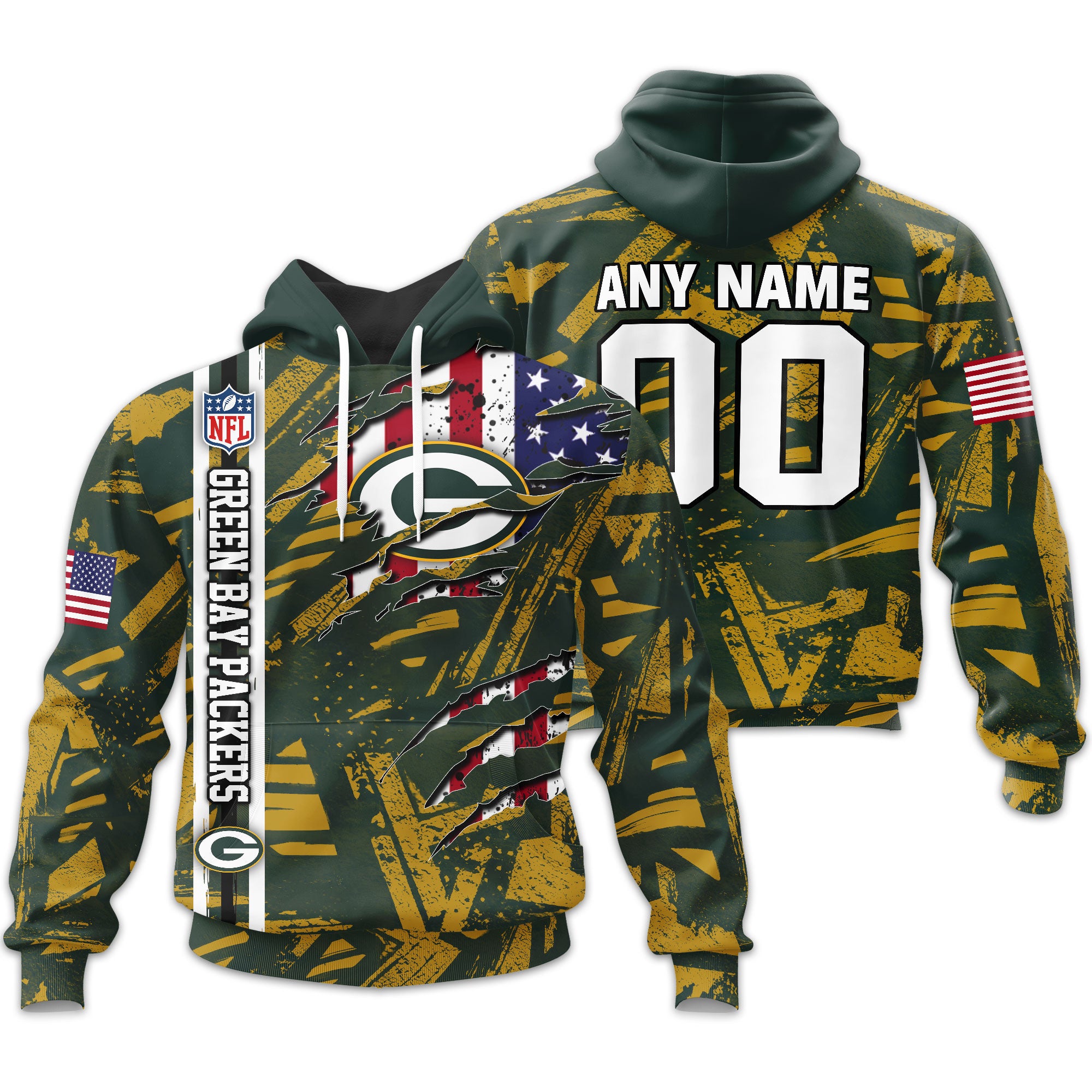 Green Bay Packers | Personalized Hoodie Crack On Grunge