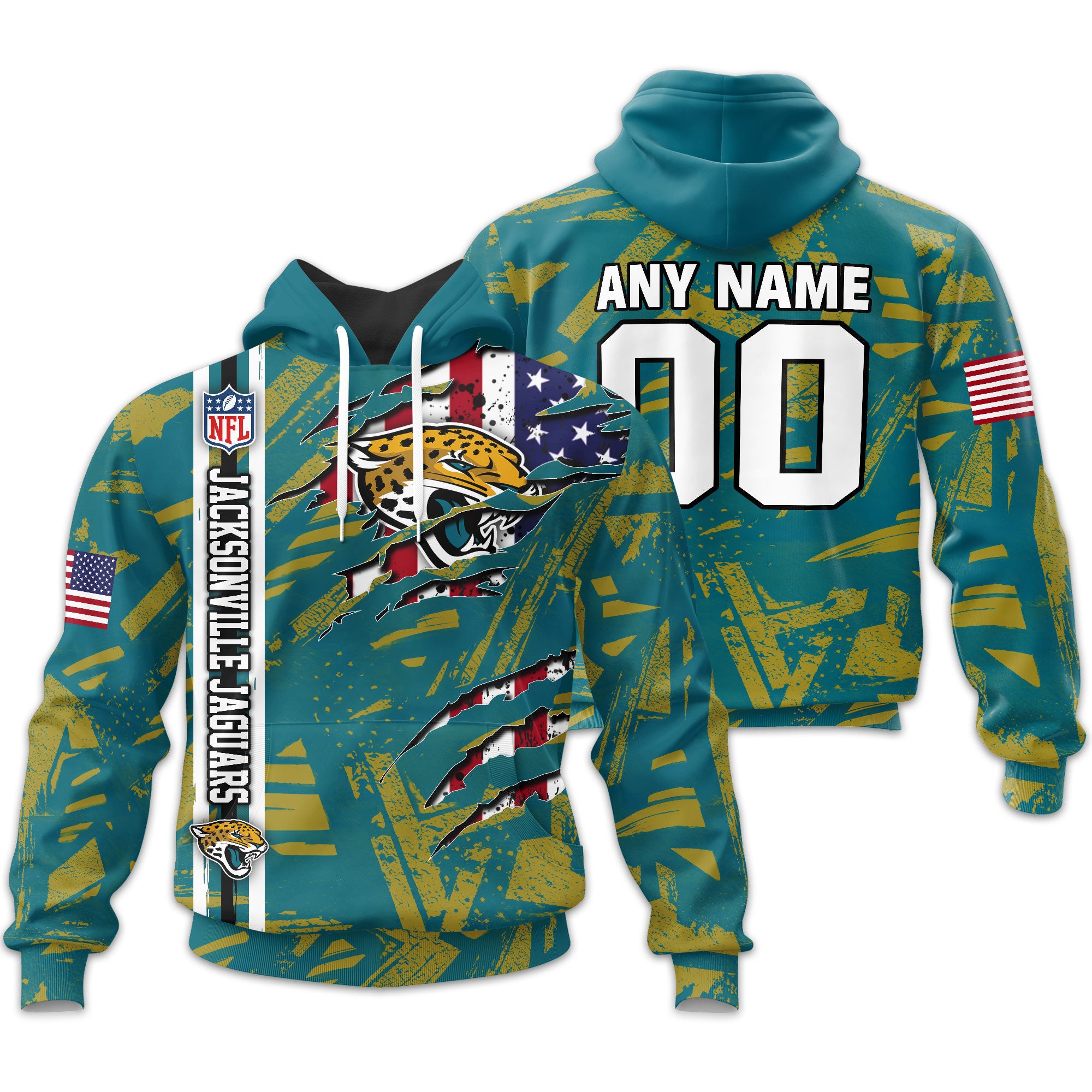 Jacksonville Jaguars | Personalized Hoodie Crack On Grunge
