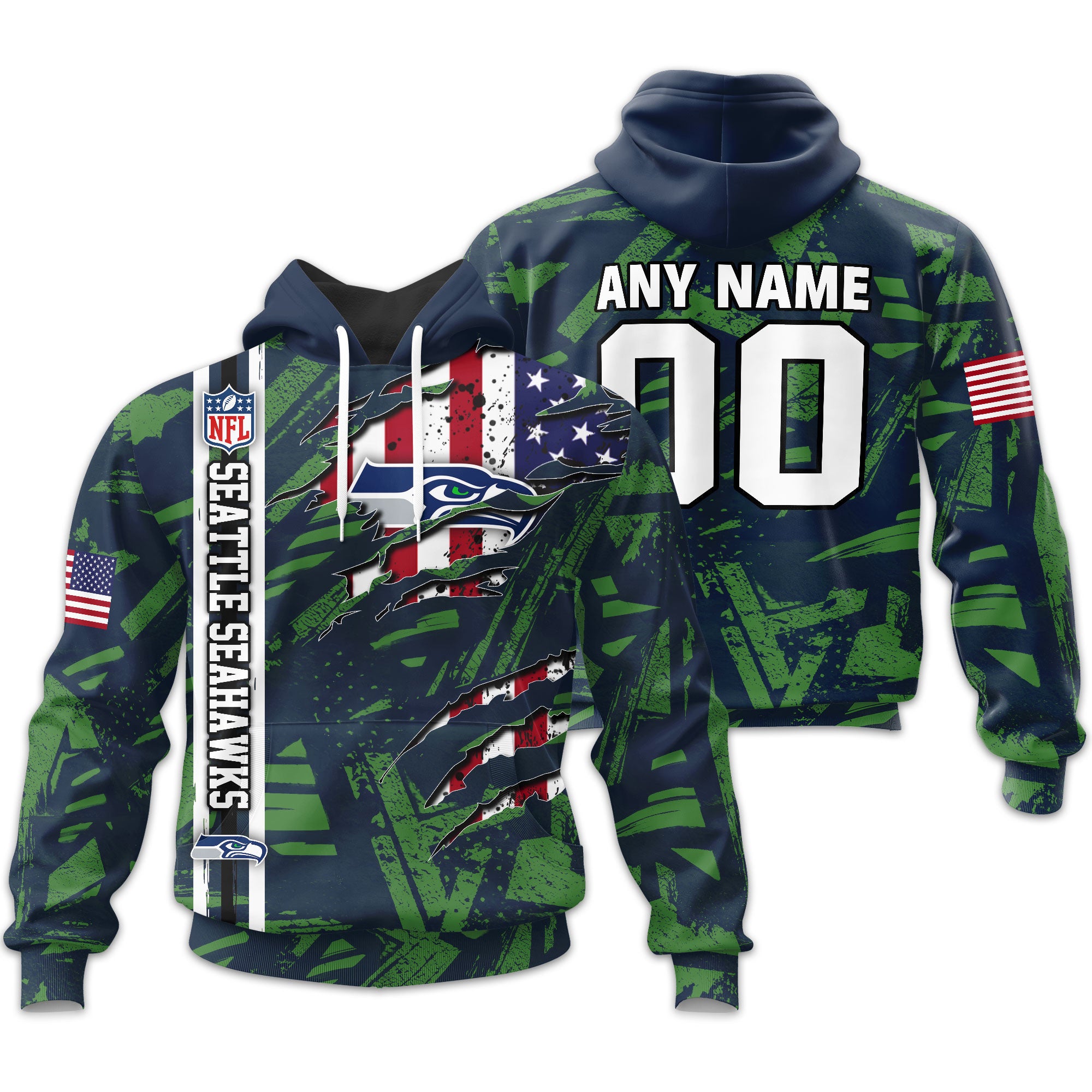 Seattle Seahawks | Personalized Hoodie Crack On Grunge