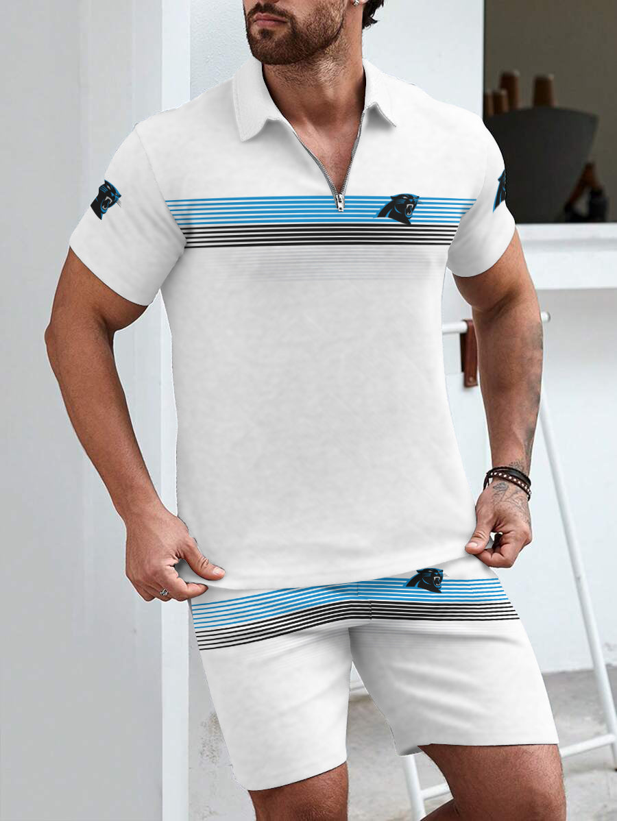 Carolina Panthers Limited Edition ZIP Polo Shirt And Shorts Two-Piece Suits