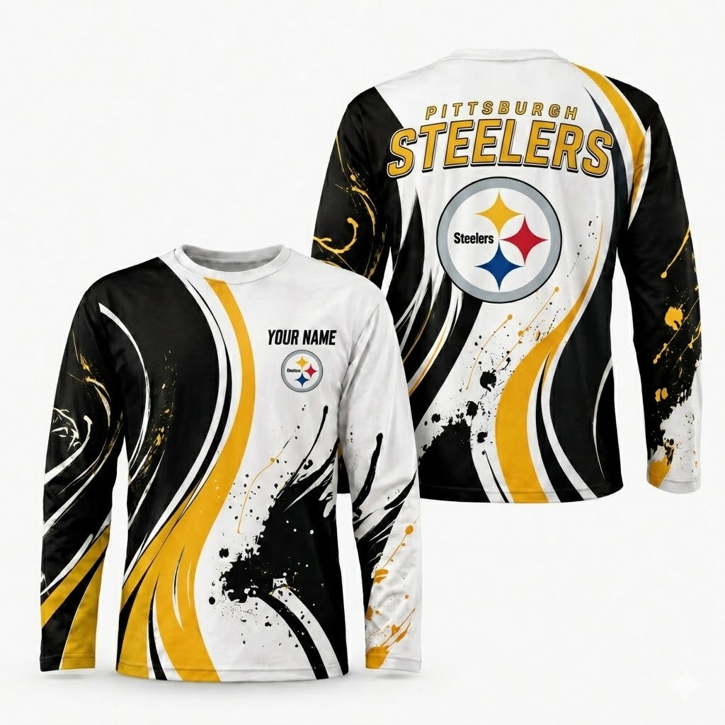Pittsburgh Steelers All Over Print Long Sleeves Shirt Personalize