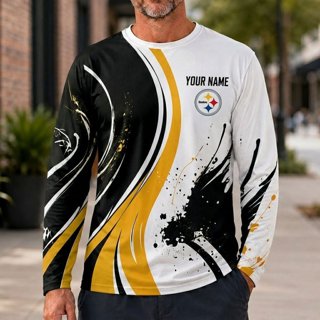 Pittsburgh Steelers All Over Print Long Sleeves Shirt Personalize