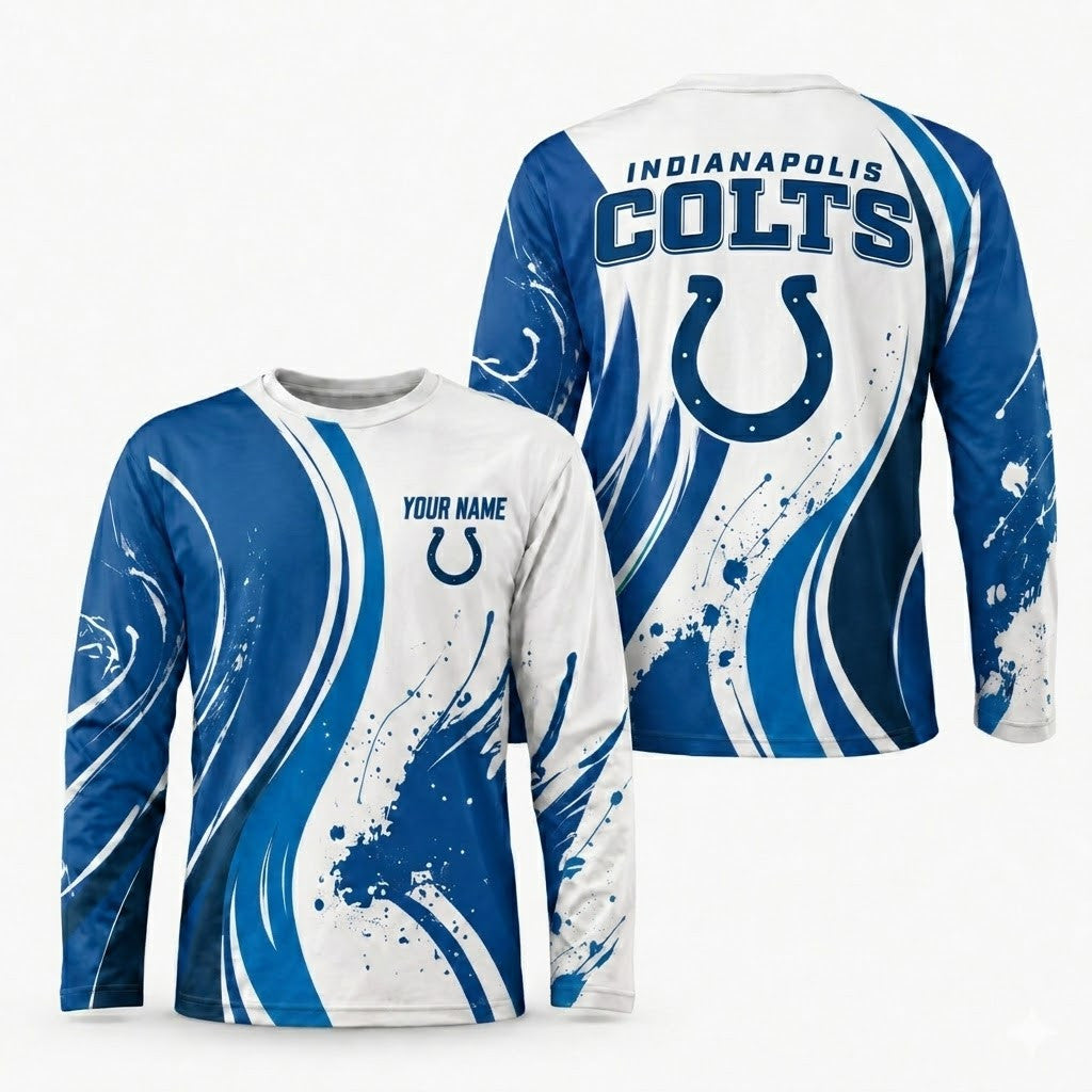 Indianapolis Colts All Over Print Long Sleeves Shirt Personalize