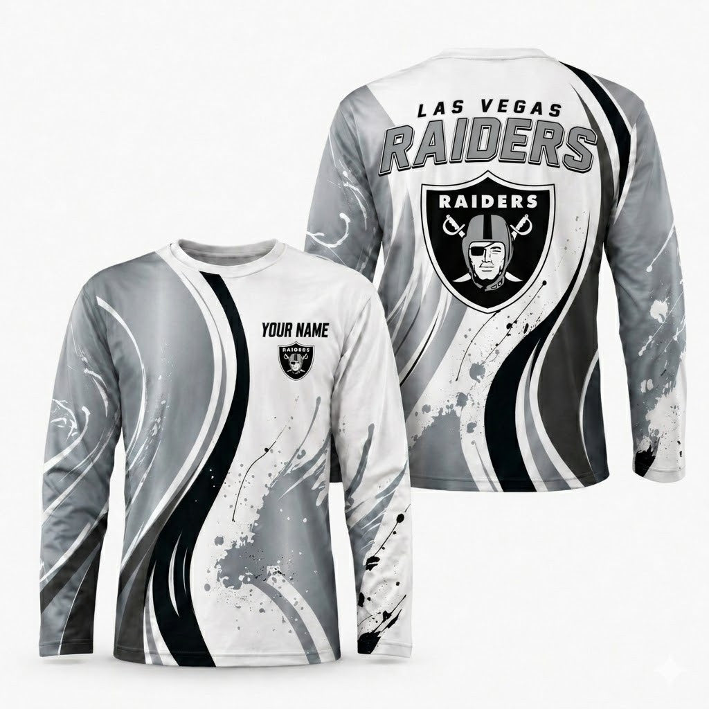 Las Vegas Raiders All Over Print Long Sleeves Shirt Personalize