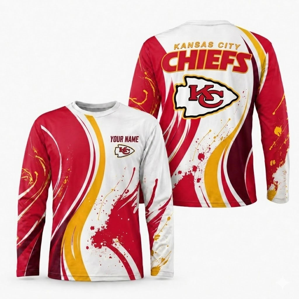 Kansas City Chiefs All Over Print Long Sleeves Shirt Personalize