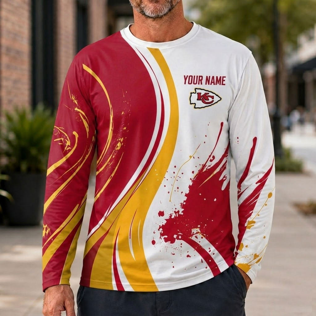 Kansas City Chiefs All Over Print Long Sleeves Shirt Personalize