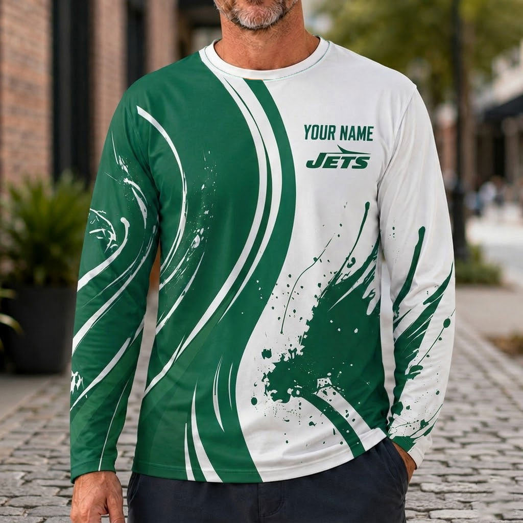 New York Jets All Over Print Long Sleeves Shirt Personalize