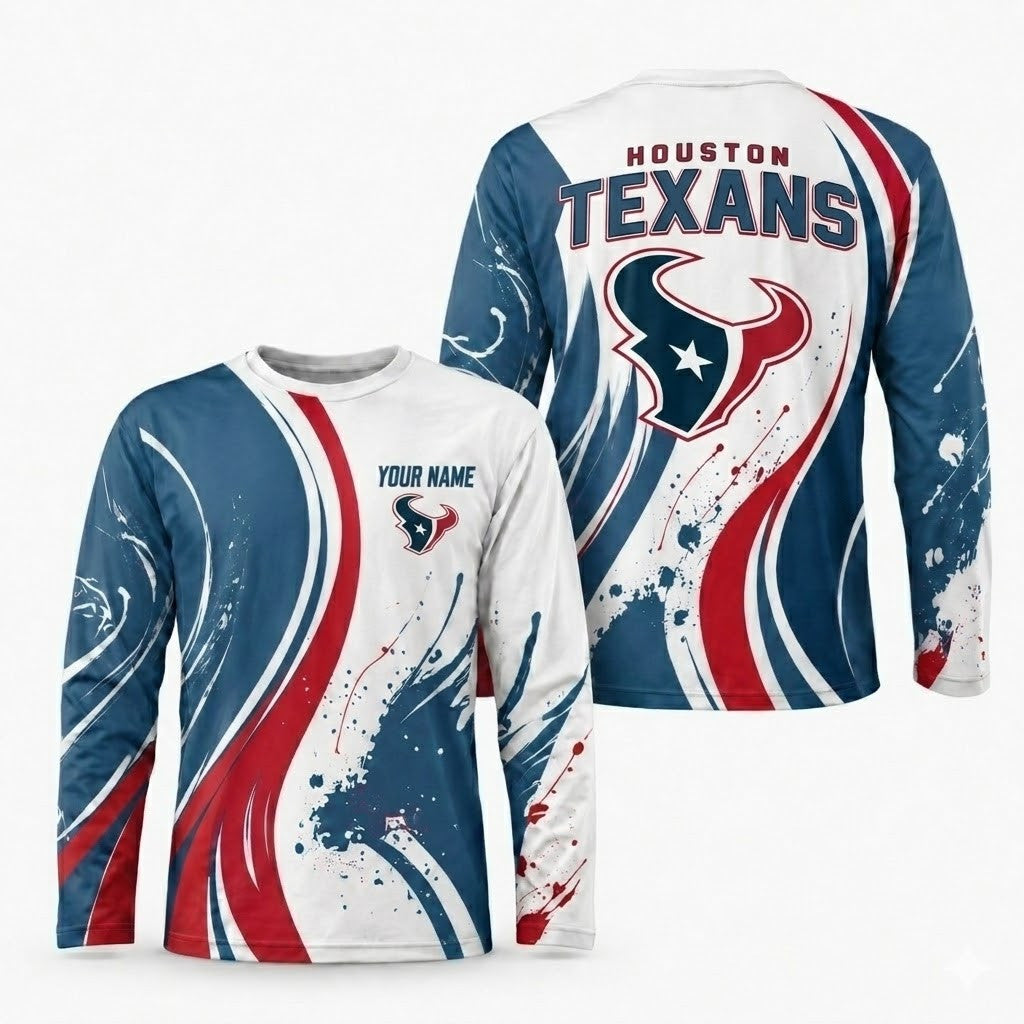 Houston Texans All Over Print Long Sleeves Shirt Personalize GTS015629