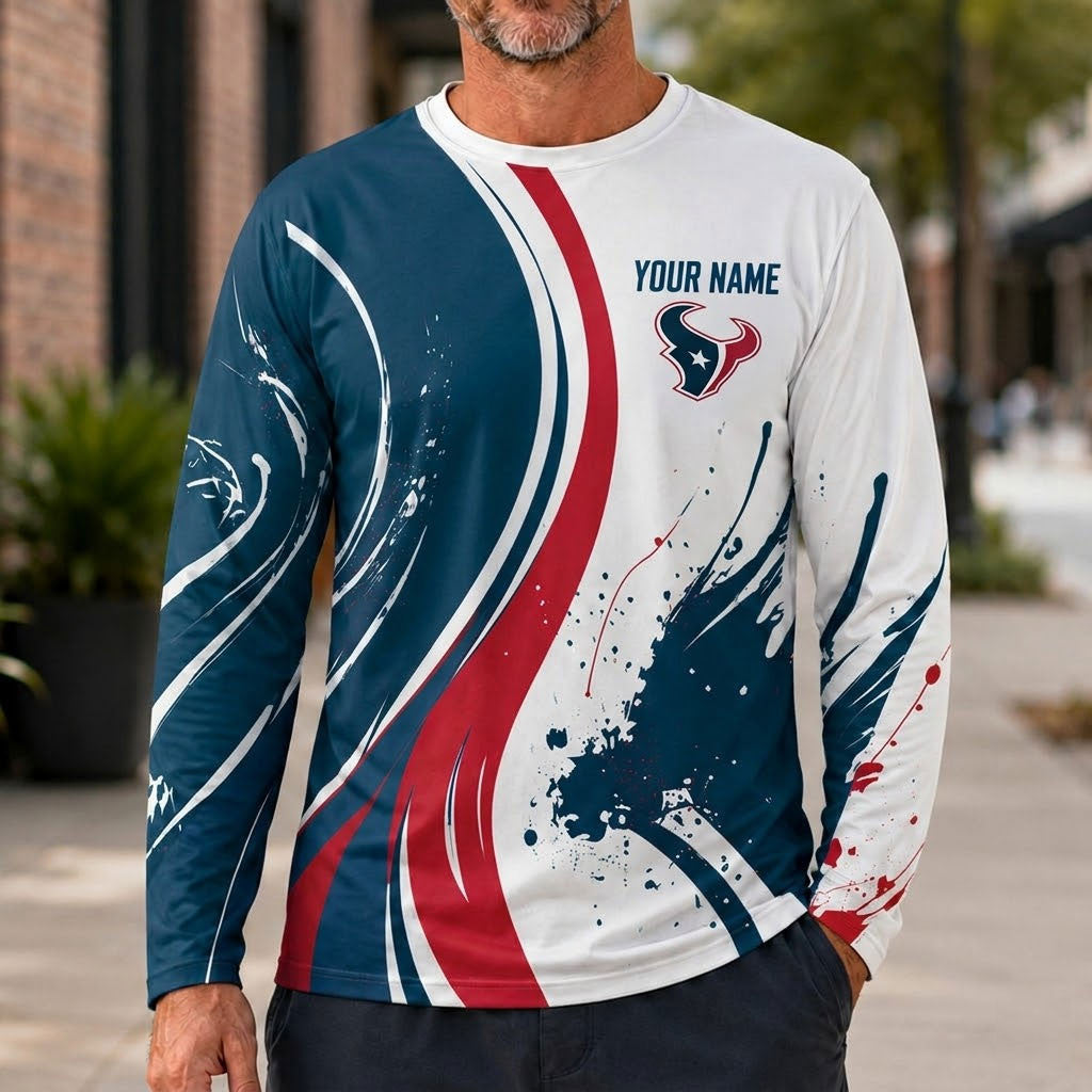 Houston Texans All Over Print Long Sleeves Shirt Personalize GTS015629