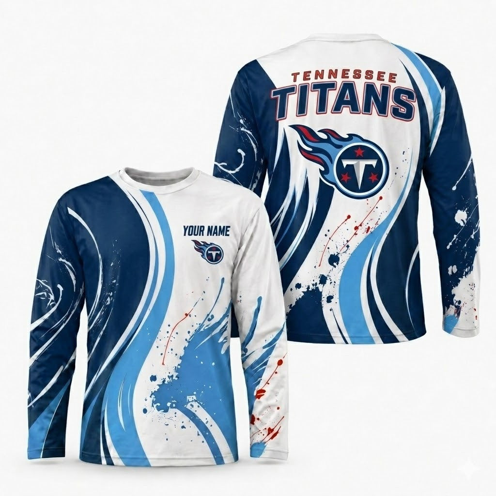 Tennessee Titans All Over Print Long Sleeves Shirt Personalize