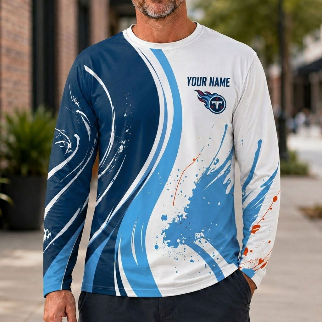 Tennessee Titans All Over Print Long Sleeves Shirt Personalize