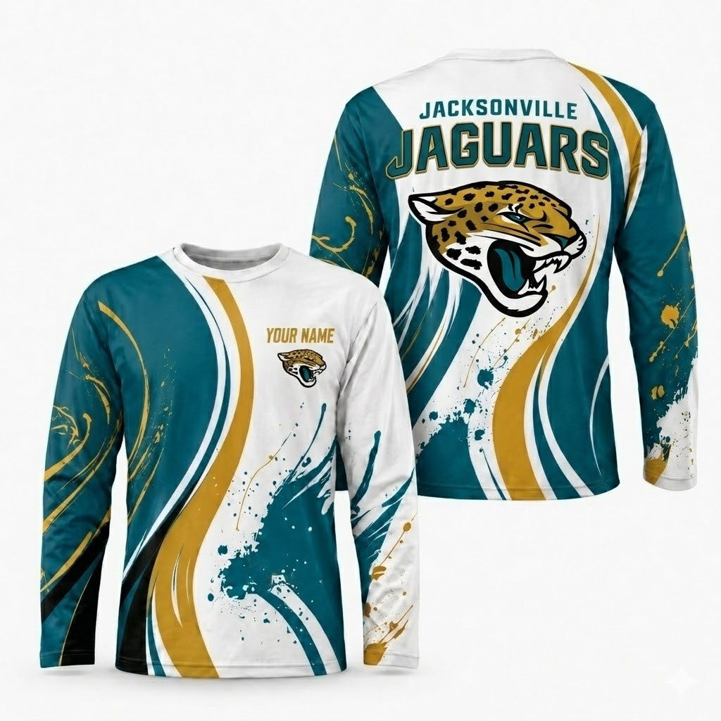 Jacksonville Jaguars All Over Print Long Sleeves Shirt Personalize