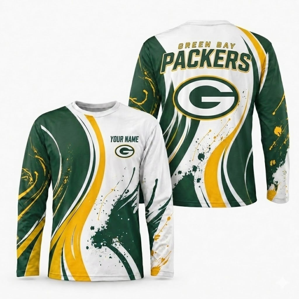 Green Bay Packers All Over Print Long Sleeves Shirt Personalize GTS015636