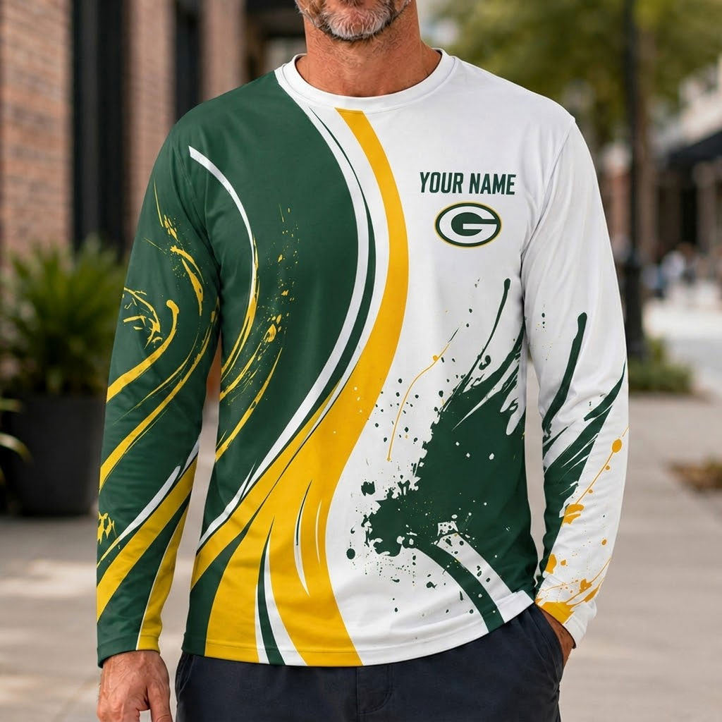 Green Bay Packers All Over Print Long Sleeves Shirt Personalize GTS015636
