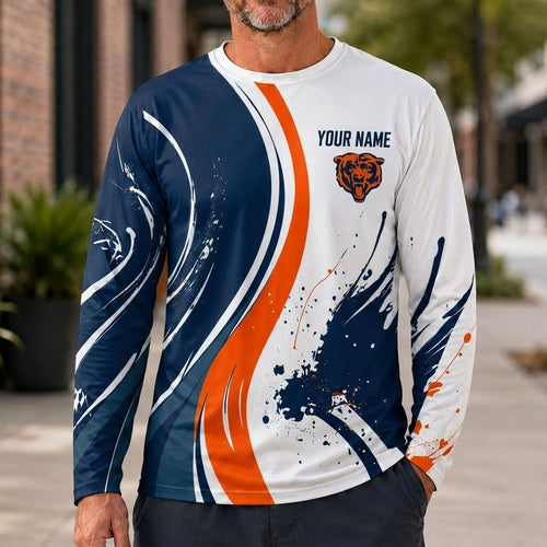 Chicago Bears All Over Print Long Sleeves Shirt Personalize GTS015631