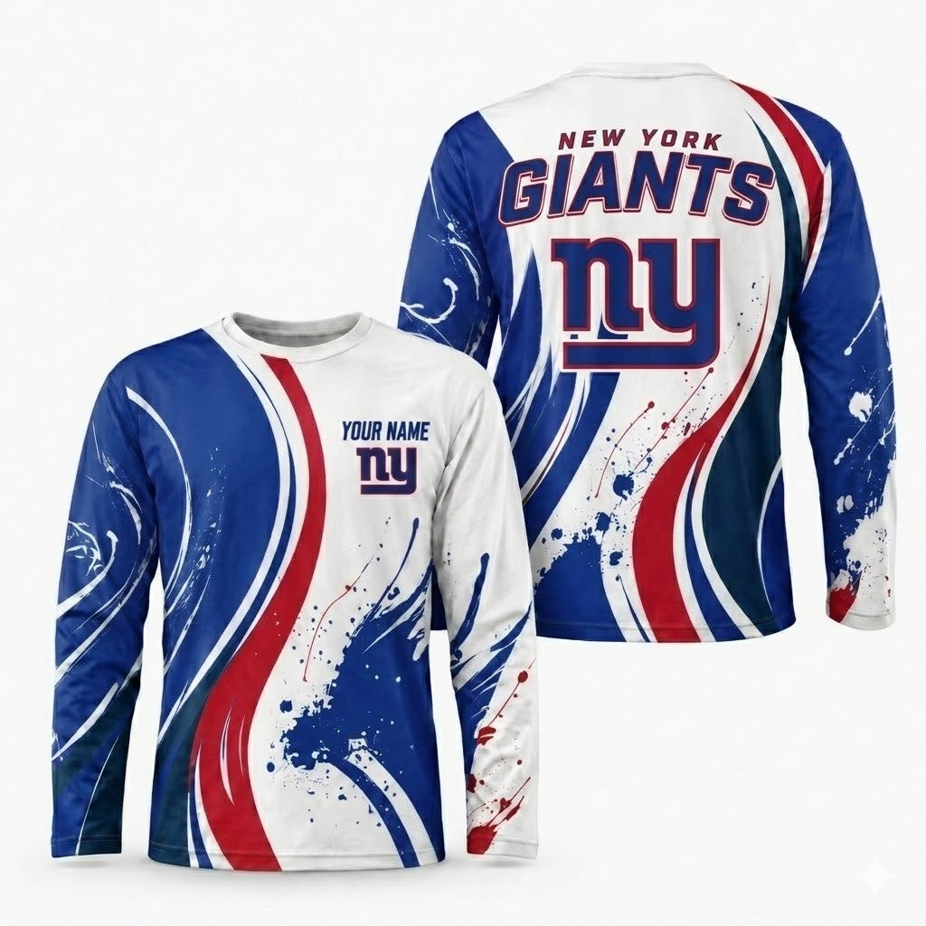 New York Giants All Over Print Long Sleeves Shirt Personalize