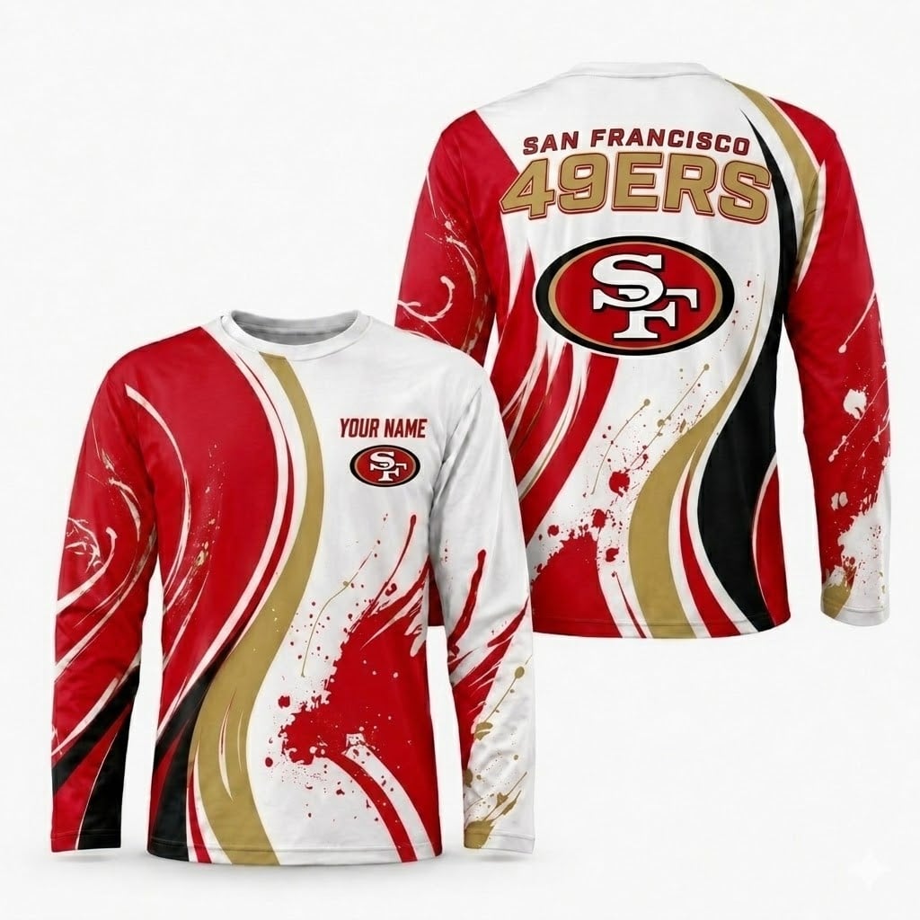 San Francisco 49ers All Over Print Long Sleeves Shirt Personalize GTS015637