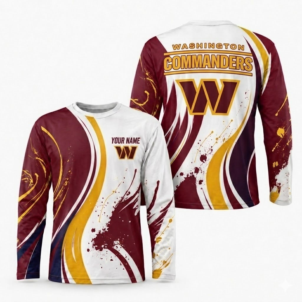 Washington Commanders All Over Print Long Sleeves Shirt Personalize
