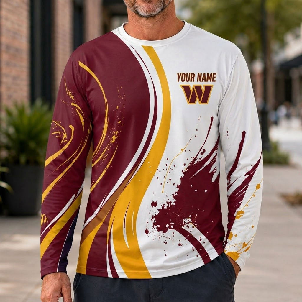 Washington Commanders All Over Print Long Sleeves Shirt Personalize