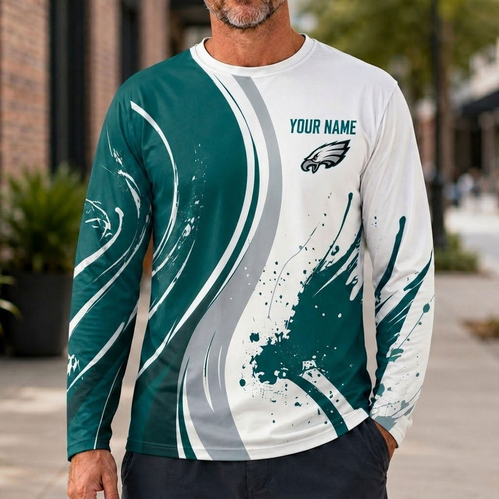 Philadelphia Eagles All Over Print Long Sleeves Shirt Personalize GTS015597