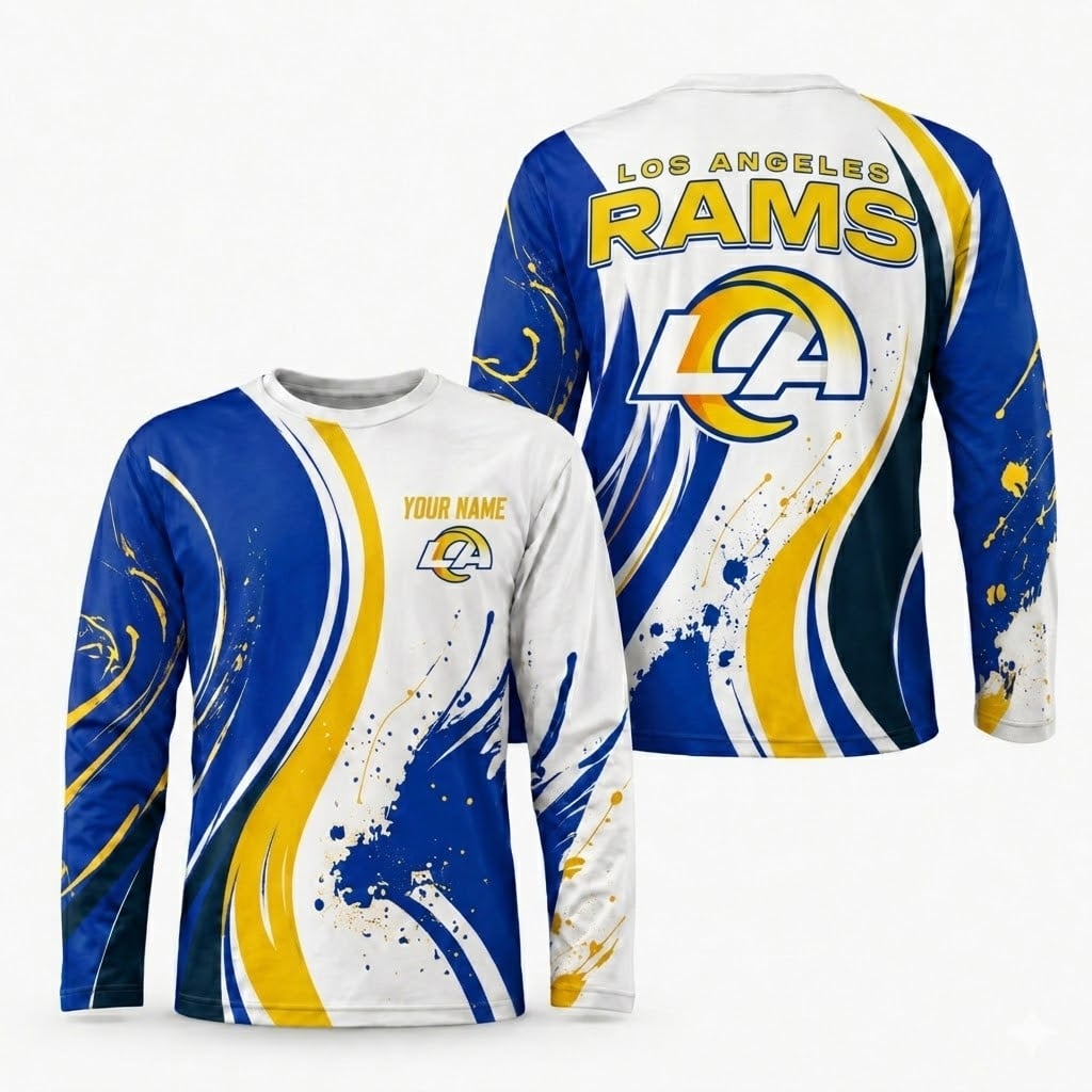 Los Angeles Rams All Over Print Long Sleeves Shirt Personalize GTS015635