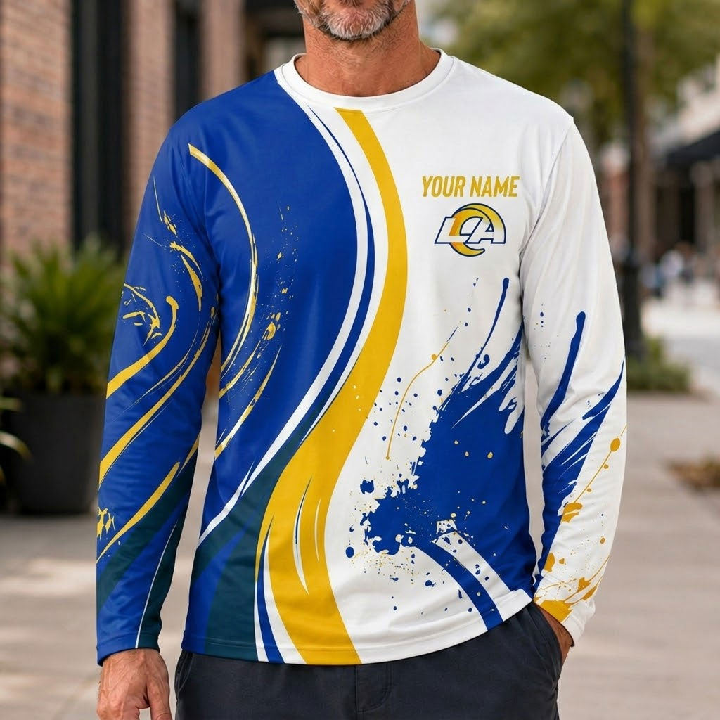 Los Angeles Rams All Over Print Long Sleeves Shirt Personalize GTS015635