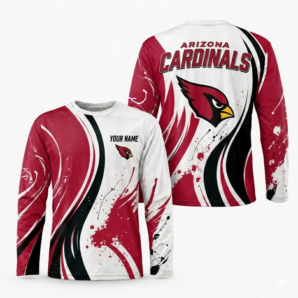 Arizona Cardinals All Over Print Long Sleeves Shirt Personalize