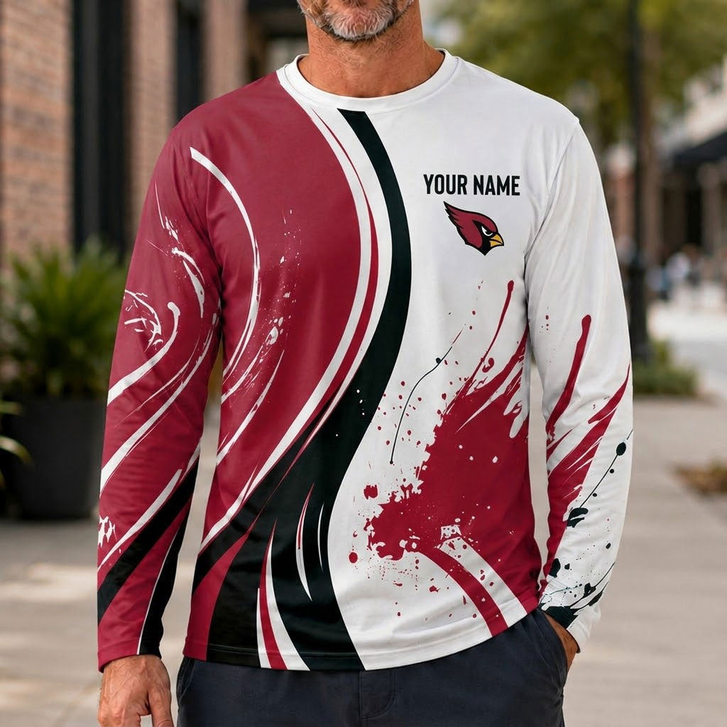 Arizona Cardinals All Over Print Long Sleeves Shirt Personalize