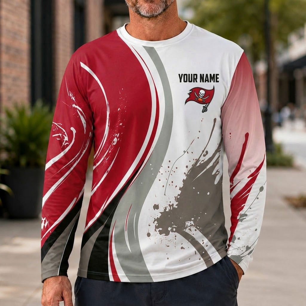 Tampa Bay Buccaneers All Over Print Long Sleeves Shirt Personalize