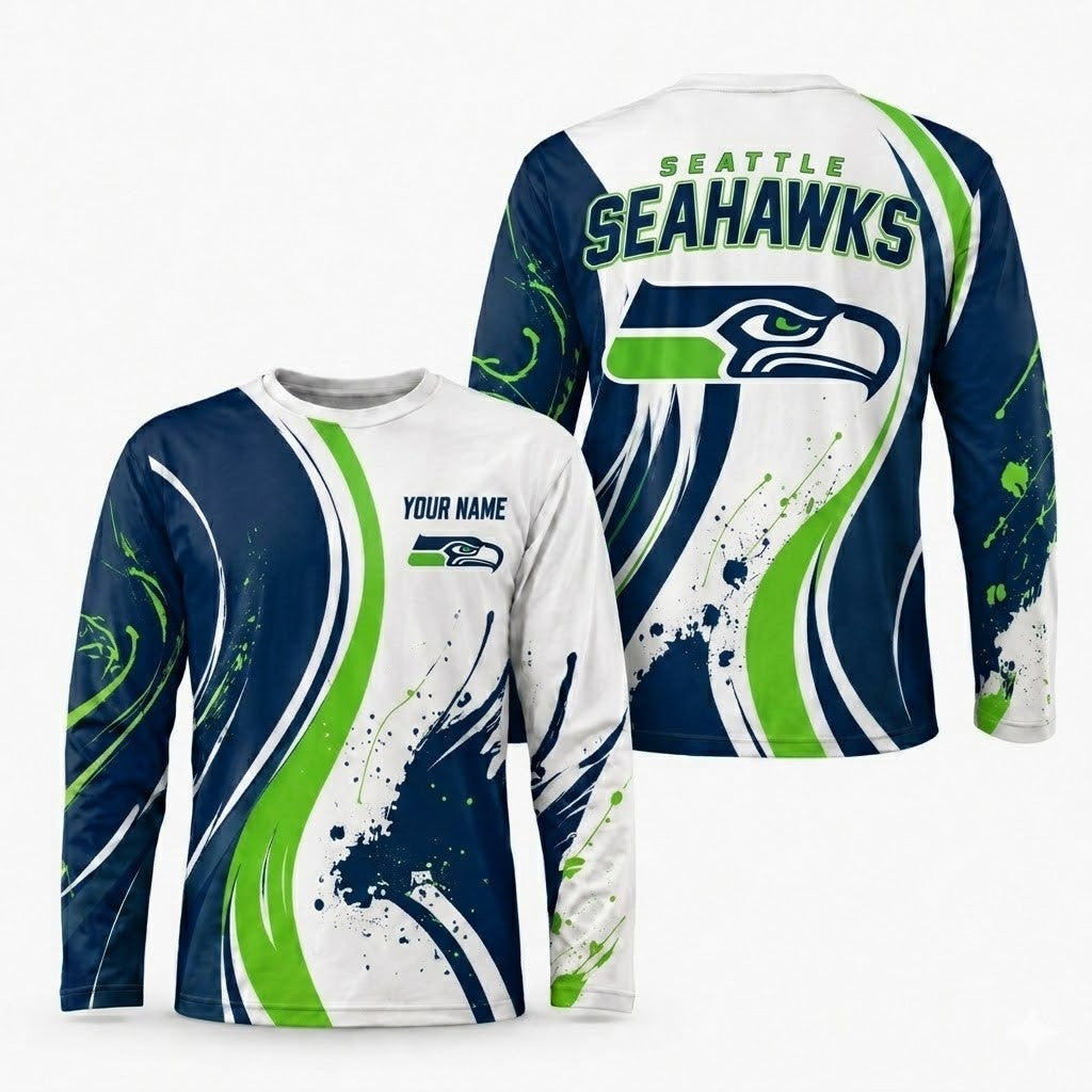 Seattle Seahawks All Over Print Long Sleeves Shirt Personalize GTS015599