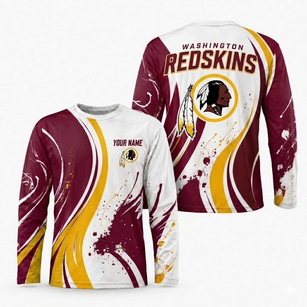 Washington Redskins All Over Print Long Sleeves Shirt Personalize