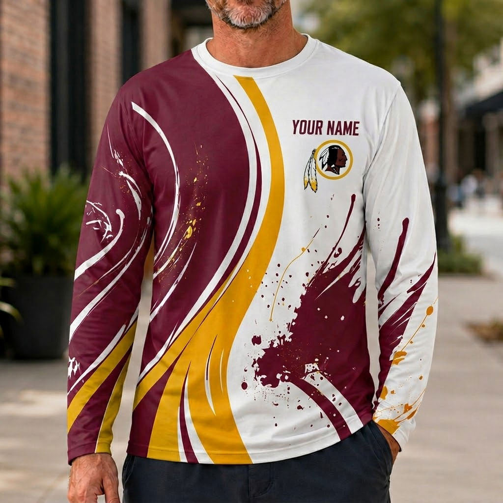 Washington Redskins All Over Print Long Sleeves Shirt Personalize