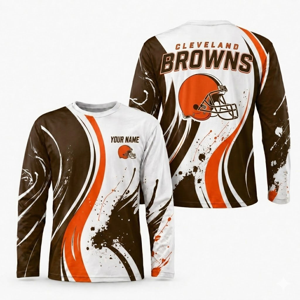 Cleveland Browns All Over Print Long Sleeves Shirt Personalize