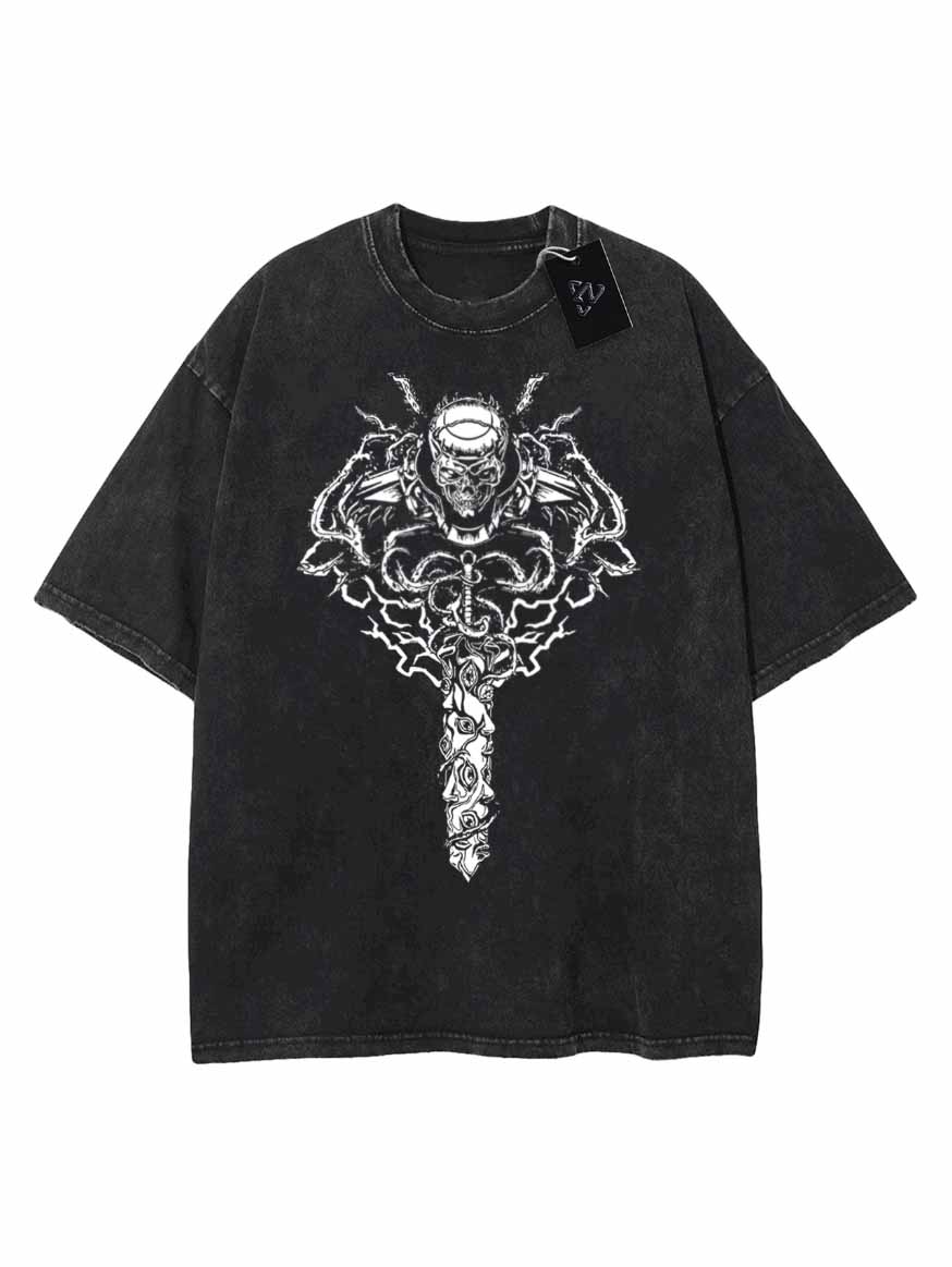 Skull Thorned Sword Vintage Tee
