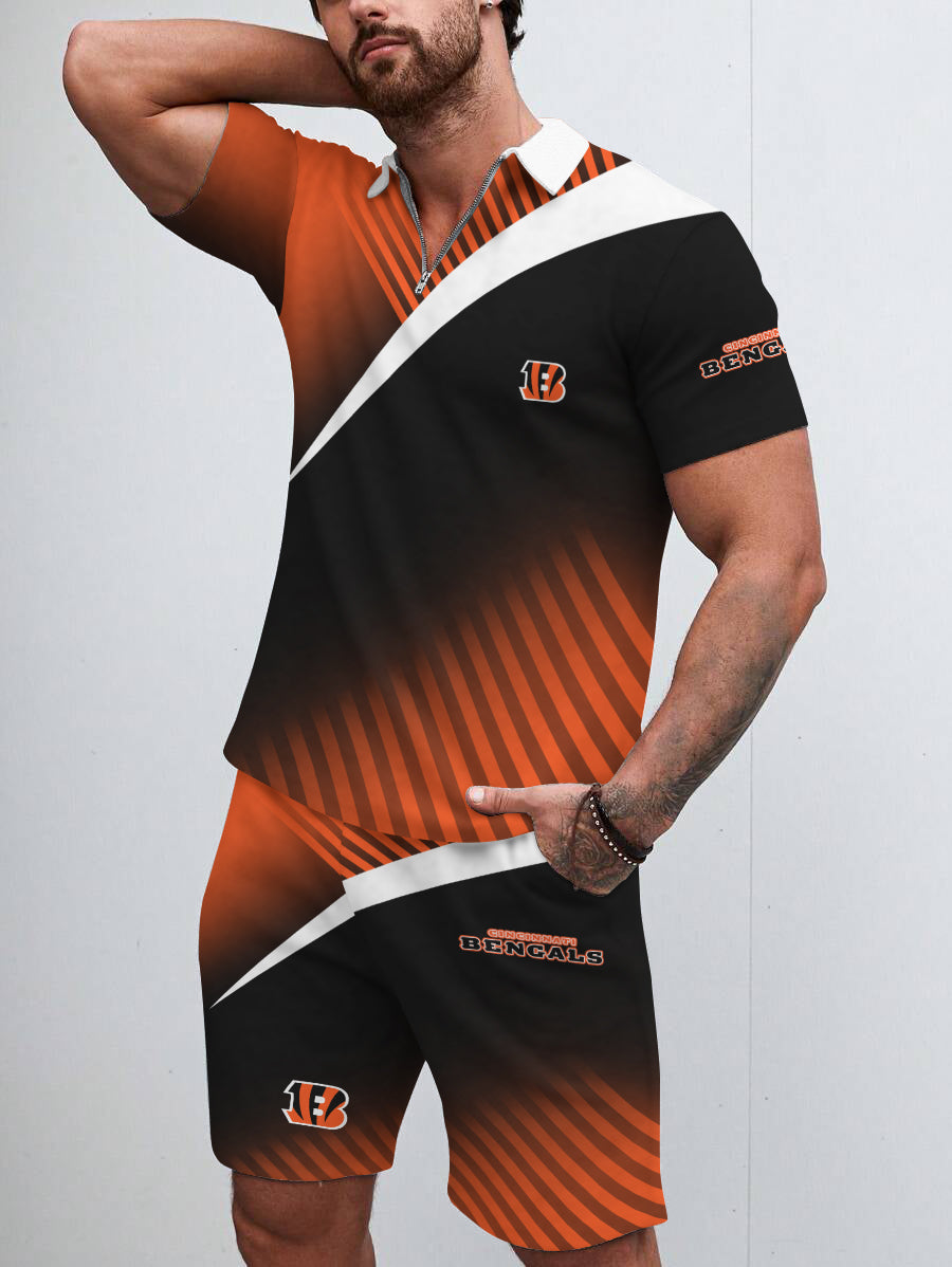 Cincinnati Bengals Limited Edition ZIP Polo Shirt And Shorts Two-Piece Suits